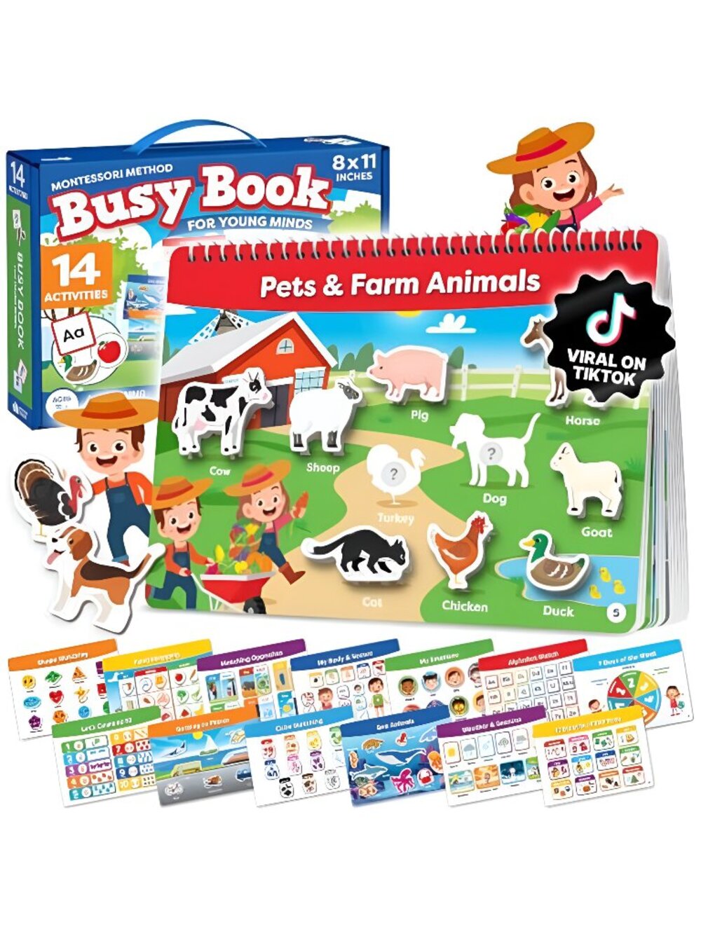 Montessori Busy Book for Toddlers 3-5 - Preassembled Preschool Workbook - G